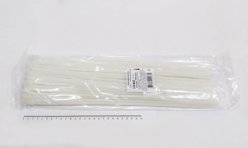 Кабельная стяжка белая 5х400 мм (4,8х400 мм) пластиковая (100 шт)