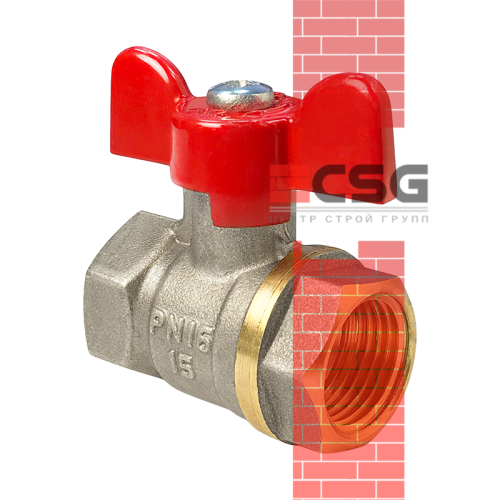 Кран шаровой латунь никель Ду25 Ру40 ВР/НР полнопроходной рычаг  Dist Н123Р арт.1214357CDEK