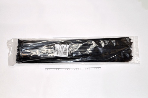 Кабельная стяжка чёрная 5х500 мм (4,8х500 мм) пластиковая (100 шт)