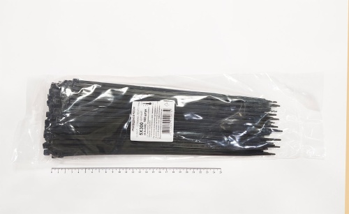 Кабельная стяжка чёрная 5х300 мм (4,8х300 мм) пластиковая (100 шт)