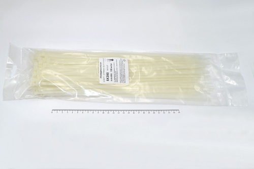 Кабельная стяжка белая 5х350 мм (4,5х350 мм) пластиковая (100 шт)